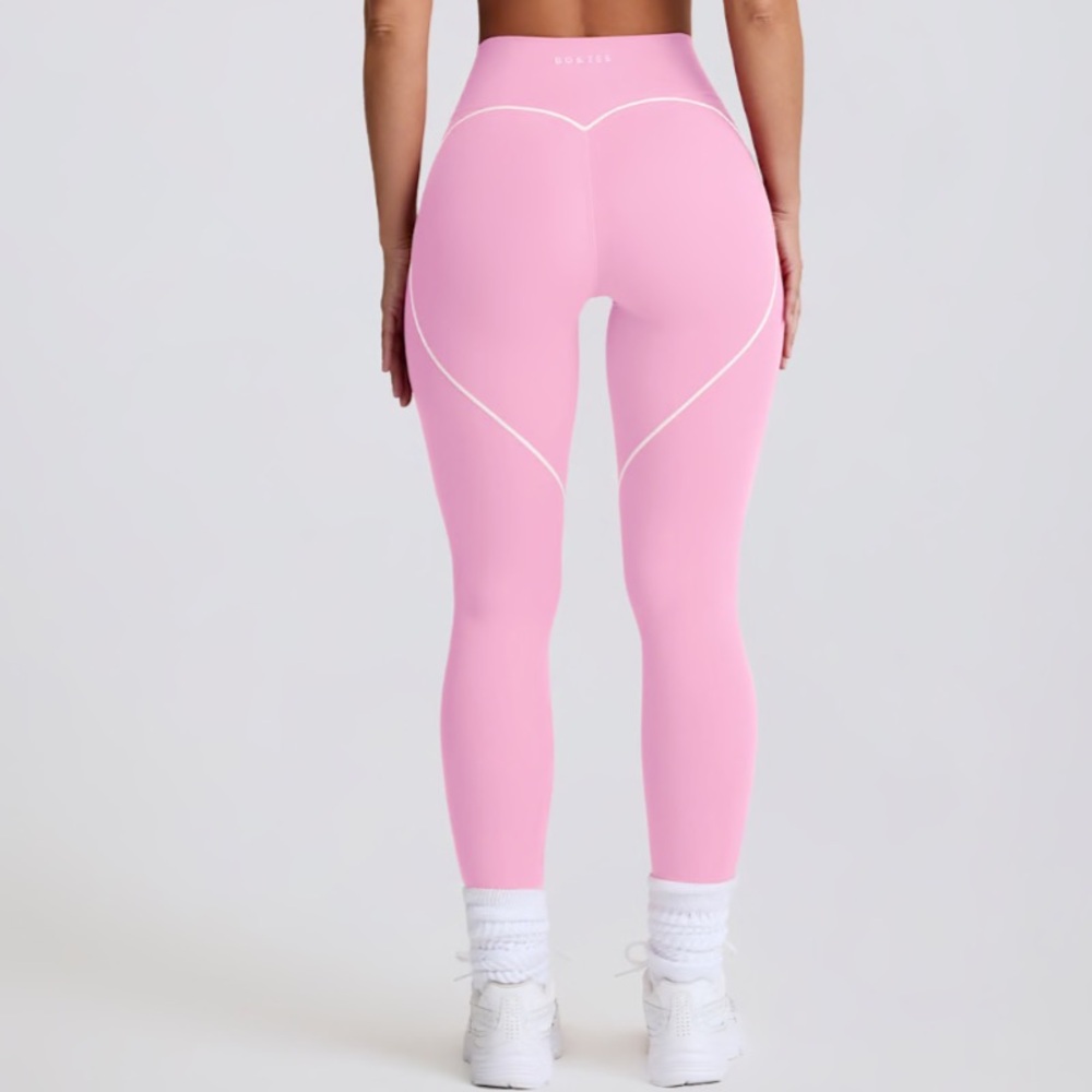 Oh Polly Blush Pink Leggings with White Detailing